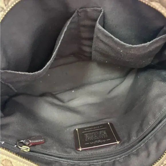 Coach Signature Beige and Dark Brown Shoulder Bag - Picture 5 of 8